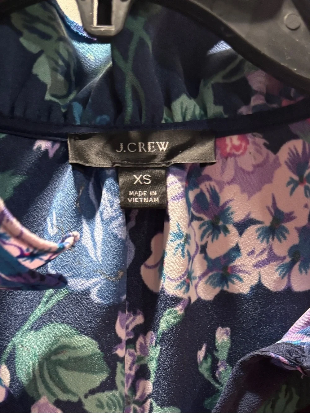 J.CREW Ruffleneck Top Women's Foral 365 Crepe XS  Multicolor